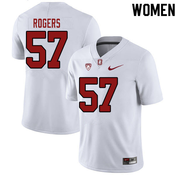 Women #57 Levi Rogers Stanford Cardinal College Football Jerseys Sale-White - Click Image to Close